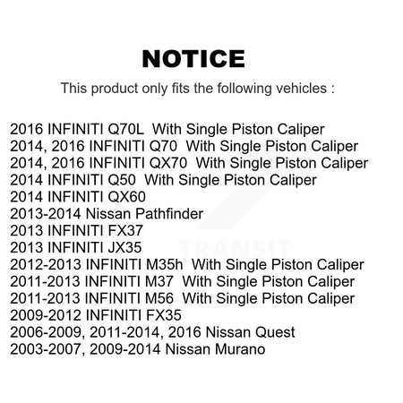 Rear Disc Coated Rotors Semi-Metallic Pads & Parking Shoes Kit For Nissan Murano INFINITI KGF-103627