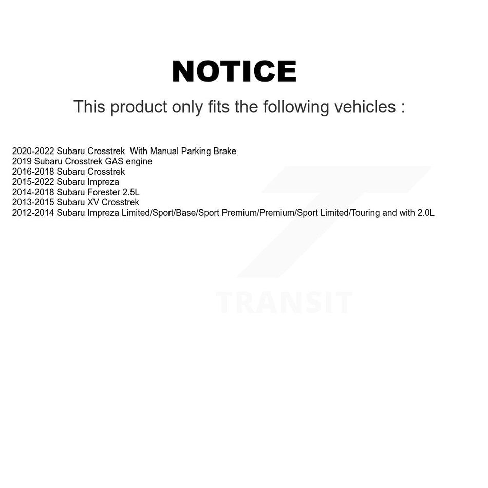 Rear Disc Coated Rotors Semi-Metallic Pads Parking Shoes Kit For Subaru Crosstrek Impreza KGF-103666