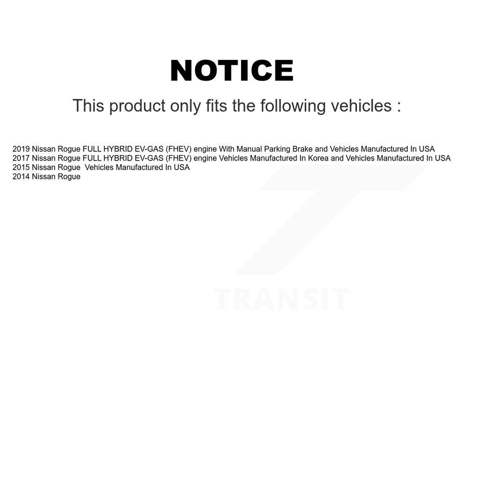 Rear Disc Coated Rotors Semi-Metallic Pads Parking Shoes & Hardware Kit For Nissan Rogue KGF-103931