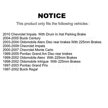 Rear Disc Coated Rotors Semi-Metallic Pads Parking Shoes Hardware Kit For Chevrolet Grand KGF-103995