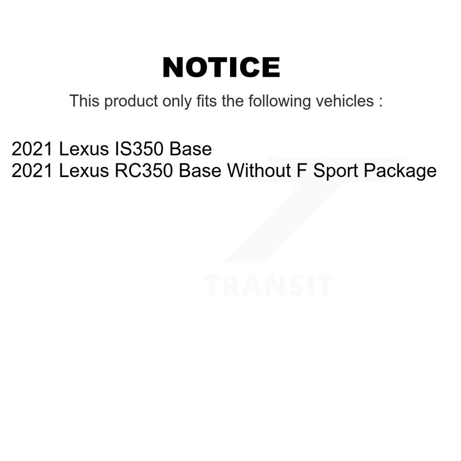 Front Rear Coated Brake Rotor Semi-Metallic Pad Kit (6Pc) For 2021 Lexus IS350 RC350 Base KGF-104210