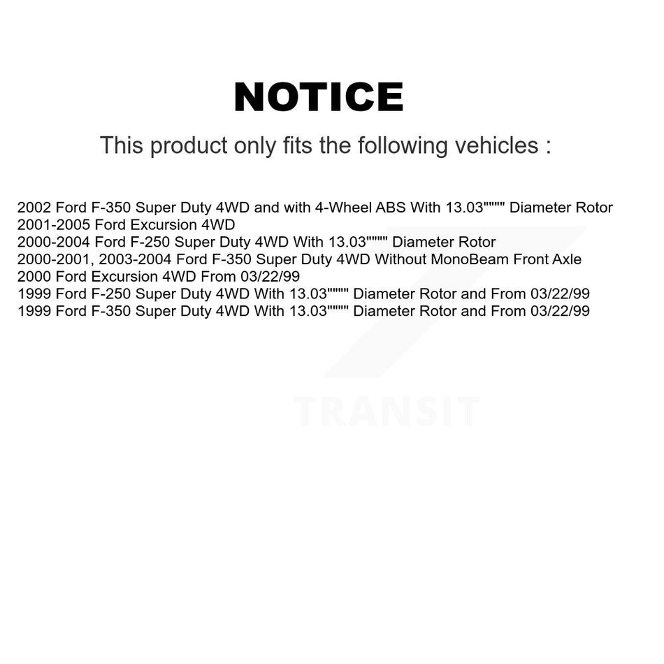 Front Coated Disc Brake Rotors And Semi-Metallic Pads Kit For Ford F-250 Super Duty F-350 Excursion KGS-100080