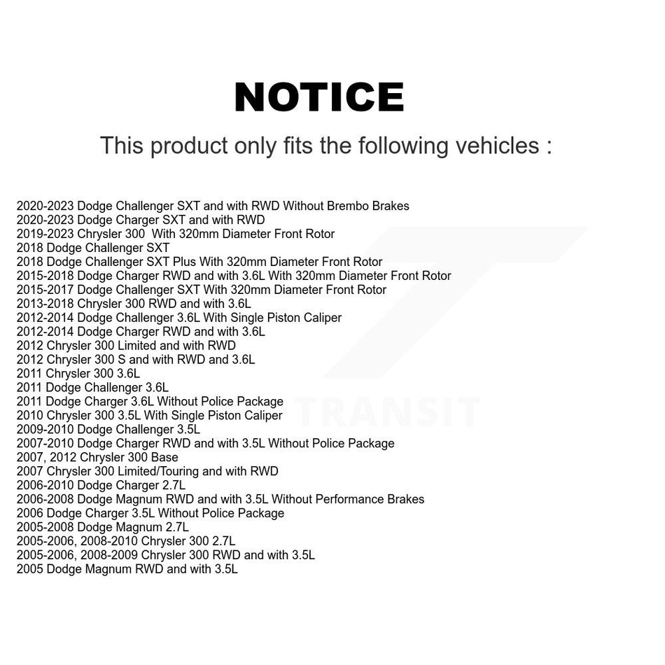 Front Coated Disc Brake Rotors And Semi-Metallic Pads Kit For Dodge Charger Chrysler 300 Challenger Magnum KGS-100150