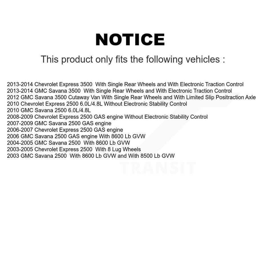 Rear Coated Disc Brake Rotors And Semi-Metallic Pads Kit For Chevrolet Express 2500 GMC 3500 Savana KGS-101130