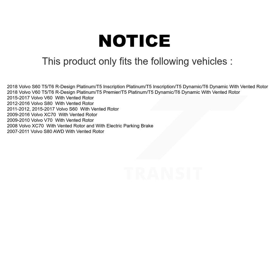 Rear Coated Disc Brake Rotors And Semi-Metallic Pads Kit For Volvo S60 XC70 S80 V60 V70 KGS-101416