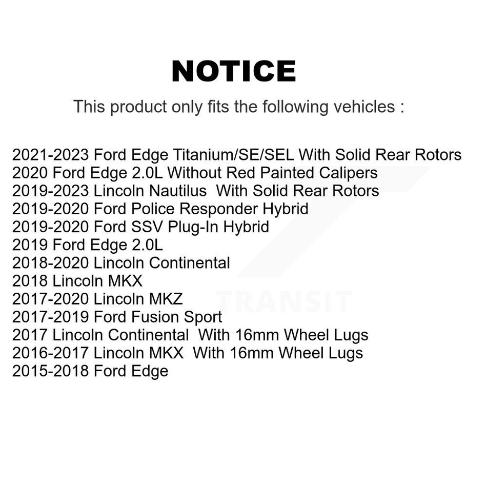 Rear Coated Disc Brake Rotors And Semi-Metallic Pads Kit For Ford Edge Fusion Lincoln MKX MKZ Nautilus Continental Police Responder Hybrid SSV Plug-In KGS-101492