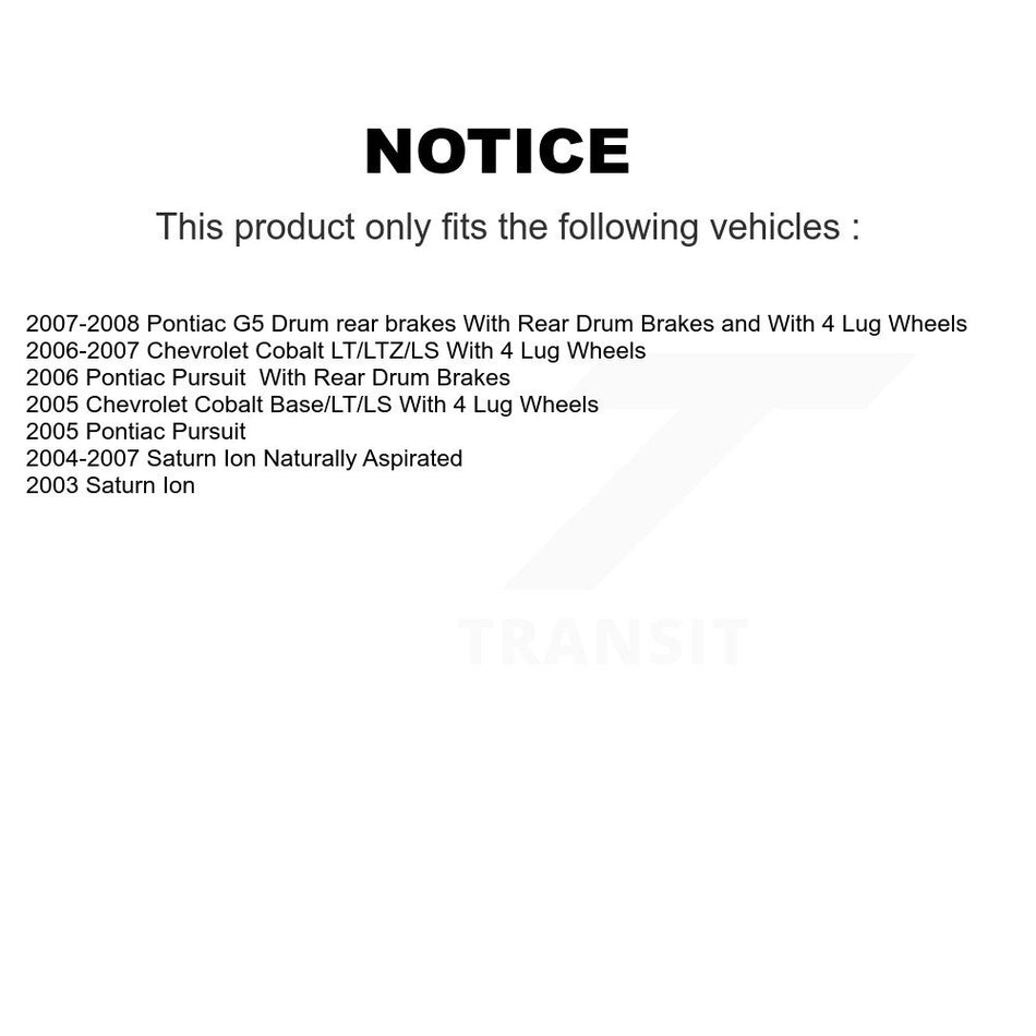 Front Rear Coated Disc Brake Rotors Semi-Metallic Pads And Drum Kit (7Pc) For Chevrolet Cobalt Saturn Ion Pontiac G5 Pursuit KGS-101595