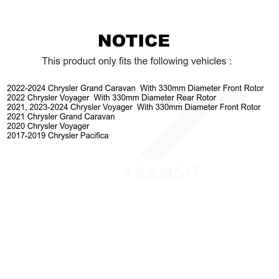 Front Rear Coated Brake Rotor & Semi-Metallic Pad Kit For Chrysler Pacifica Grand Caravan KGS-101950