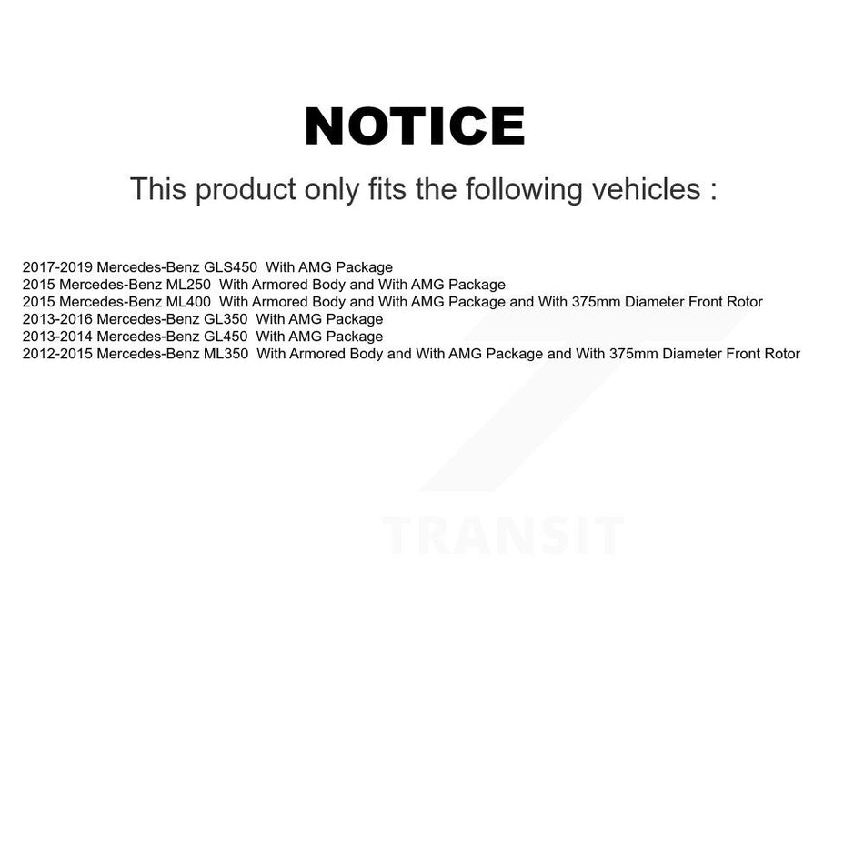 Front Coated Disc Brake Rotors And Semi-Metallic Pads Kit For Mercedes-Benz ML350 GLS450 GL450 GL350 ML400 ML250 KGS-102334