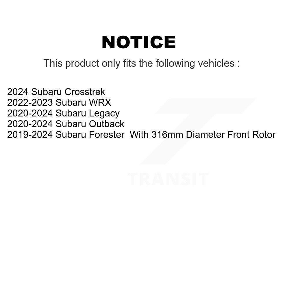 Front Coated Brake Rotors Semi-Metallic Pad Kit For Subaru Forester Outback Crosstrek WRX KGS-102654