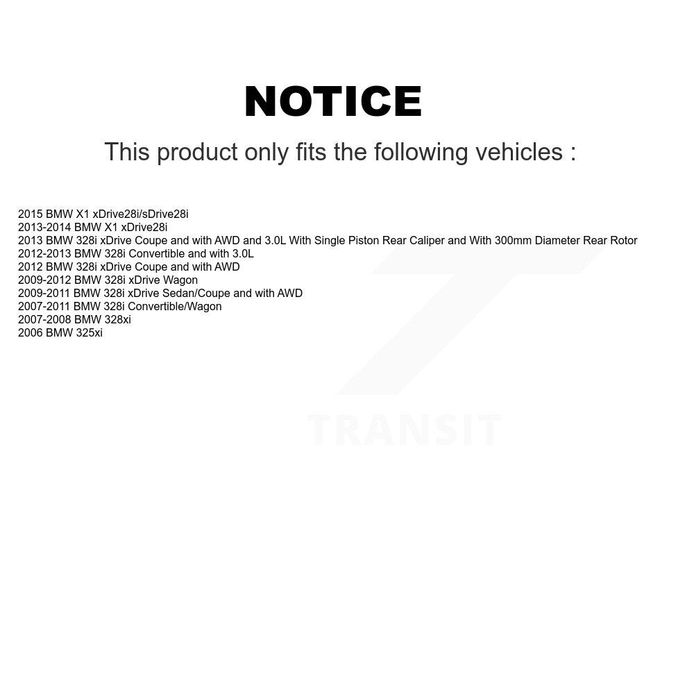 Rear Disc Coated Rotors Semi-Metallic Pads Parking Shoes Kit For BMW 328i xDrive X1 328xi KGS-102947