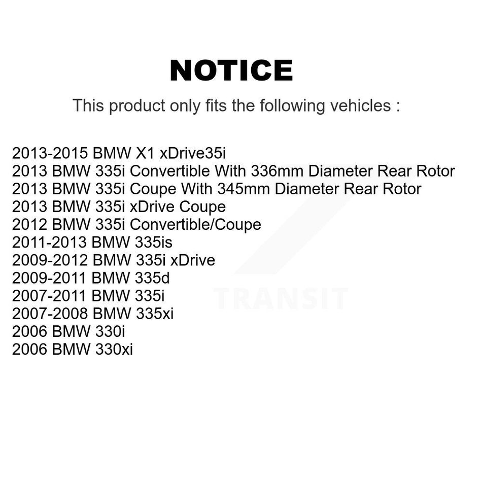 Rear Disc Coated Rotors Semi-Metallic Pads Parking Shoes Kit For BMW X1 335i xDrive 335xi KGS-102981