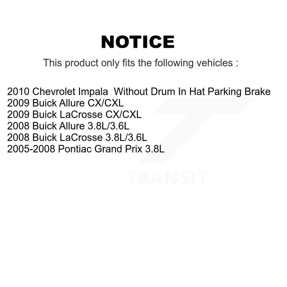 Rear Disc Coated Rotors Semi-Metallic Pads & Parking Brake Shoes Kit For Chevrolet Impala KGS-103179