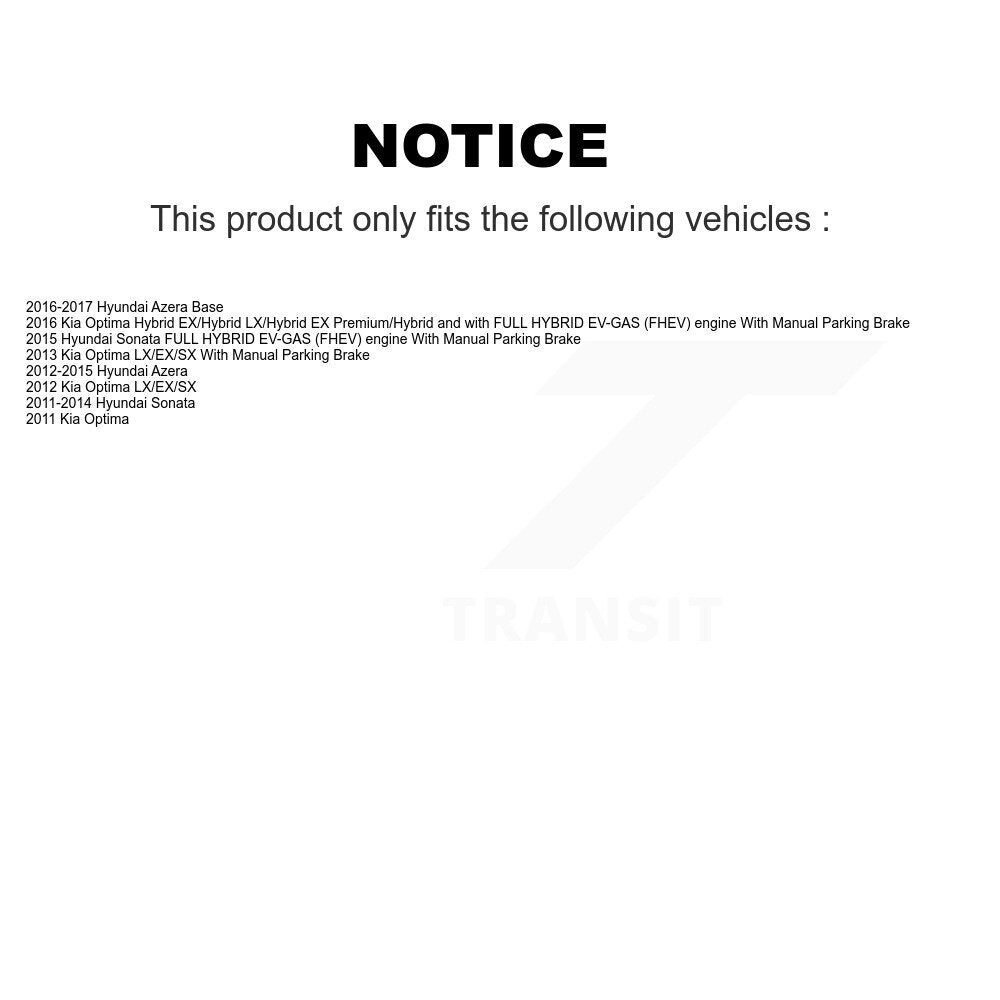 Rear Disc Coated Rotors Semi-Metallic Pads Parking Shoes Hardware Kit For Hyundai Sonata KGS-103277