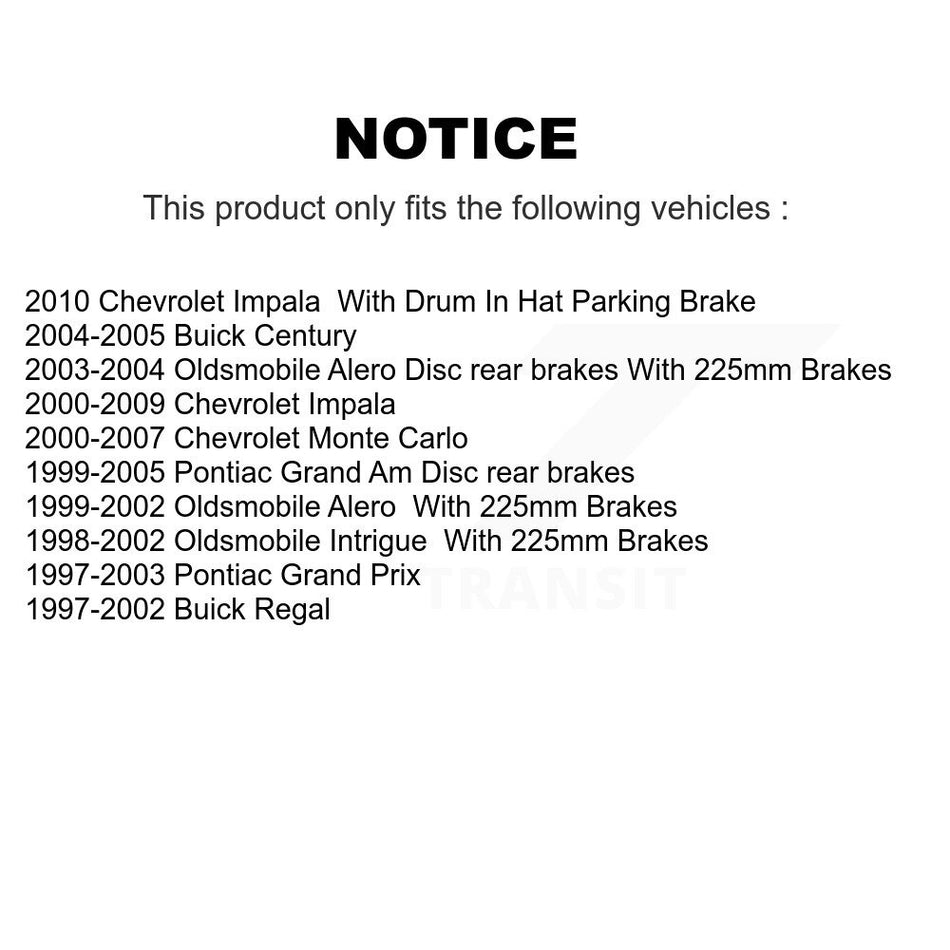 Rear Disc Coated Rotors Semi-Metallic Pads Parking Shoes Hardware Kit For Chevrolet Grand KGS-103322