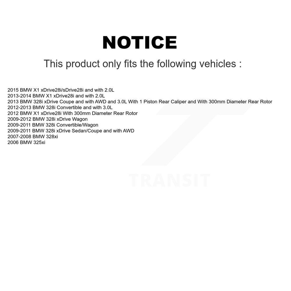 Rear Disc Coated Rotors Semi-Metallic Pads Parking Shoes Hardware Kit For BMW 328i xDrive KGS-103439