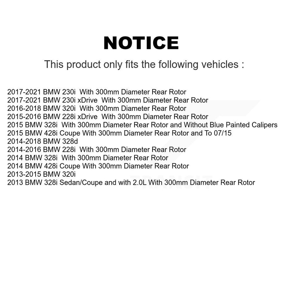 Rear Disc Coated Rotors Semi-Metallic Pads Parking Shoes Hardware Kit For BMW 230i xDrive KGS-103444