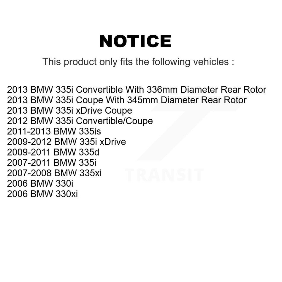 Rear Disc Coated Rotors Semi-Metallic Pads Parking Shoes Hardware Kit For BMW 335i xDrive KGS-103456
