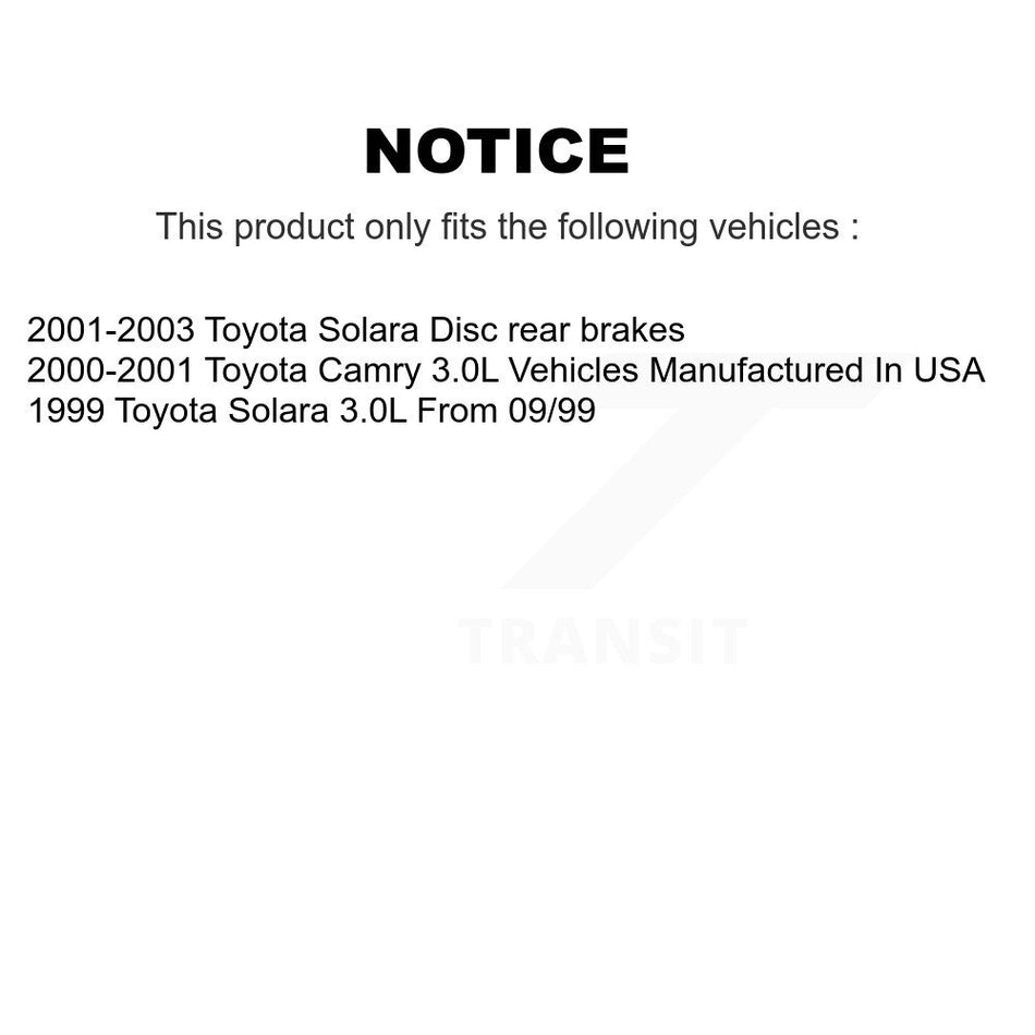 Rear Disc Coated Rotors Semi-Metallic Pads Parking Shoes & Hardware Kit For Toyota Camry KGS-103509