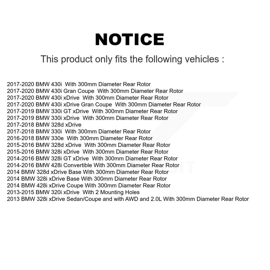 Rear Disc Coated Rotors Semi-Metallic Pads Parking Shoes Hardware Kit For BMW 328i xDrive KGS-103554