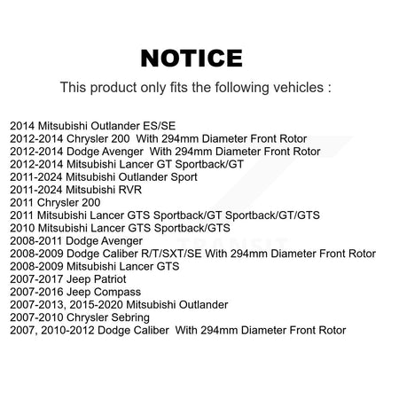 Front Coated Brake Rotor Ceramic Pad Kit For Mitsubishi Jeep RVR Outlander Patriot Lancer KGT-100167
