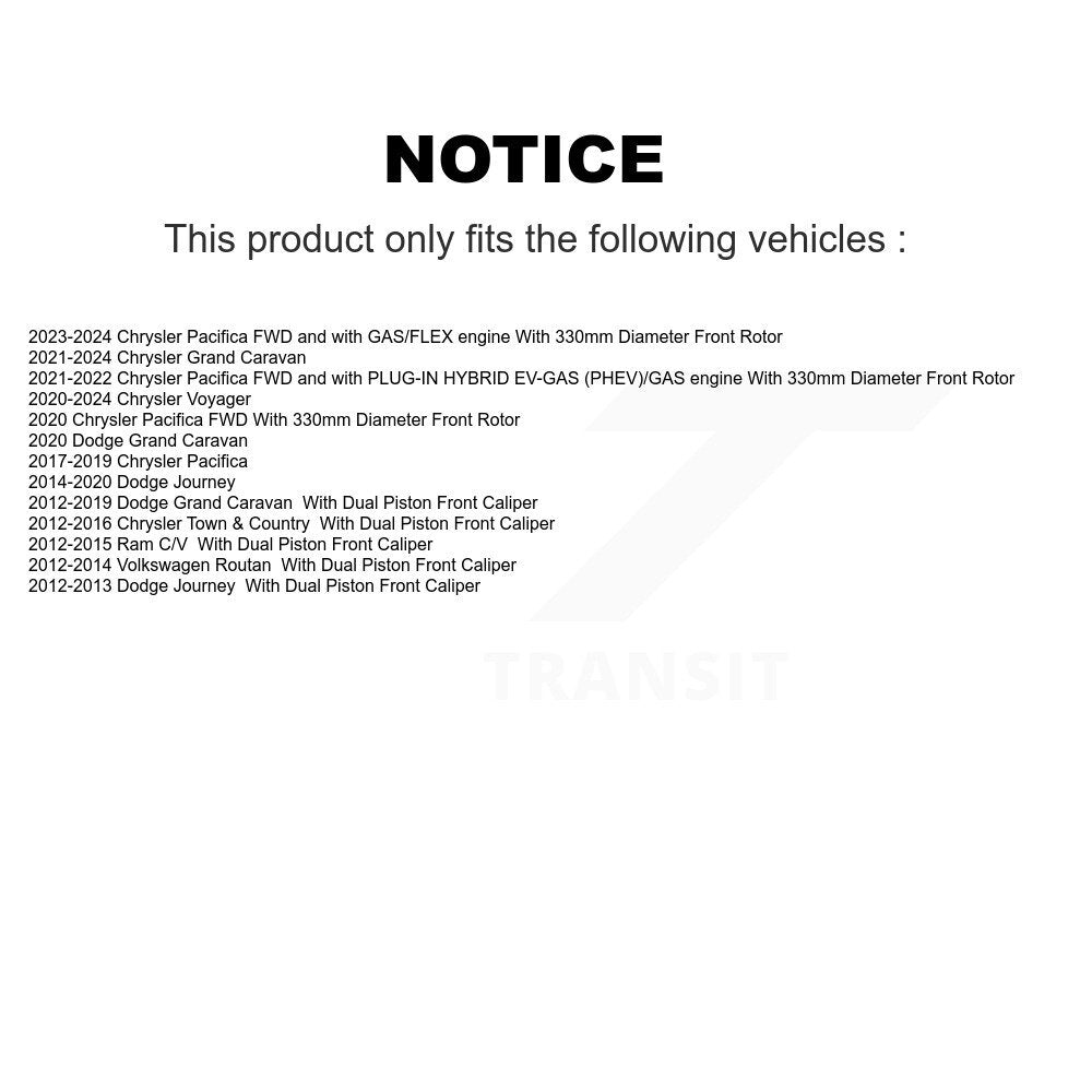 Front Coat Brake Rotors Ceramic Pad Kit For Dodge Grand Caravan Journey Chrysler Pacifica KGT-100181