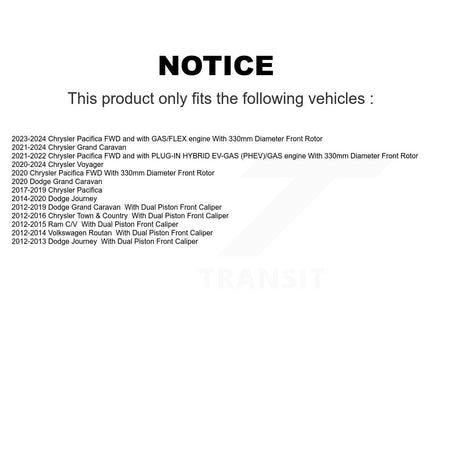 Front Coat Brake Rotors Ceramic Pad Kit For Dodge Grand Caravan Journey Chrysler Pacifica KGT-100181