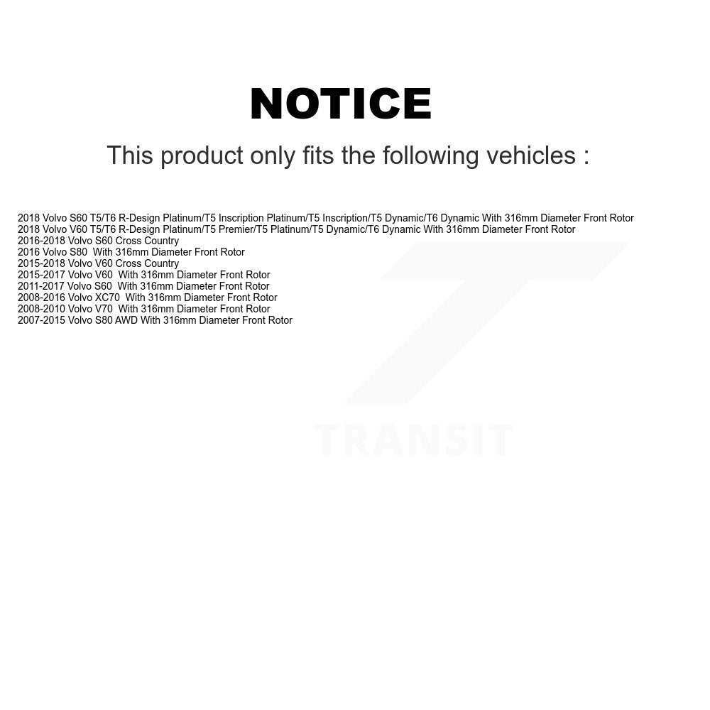 Front Coat Disc Brake Rotors Ceramic Pad Kit For Volvo XC70 S60 V60 S80 Cross Country V70 KGT-100427