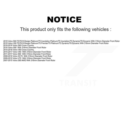 Front Coat Disc Brake Rotors Ceramic Pad Kit For Volvo XC70 S60 V60 S80 Cross Country V70 KGT-100427