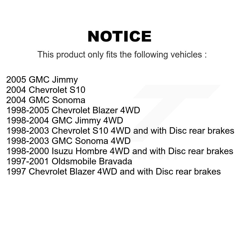 Front Rear Coated Brake Rotor & Ceramic Pad Kit For Chevrolet GMC Blazer S10 Jimmy Sonoma KGT-100585