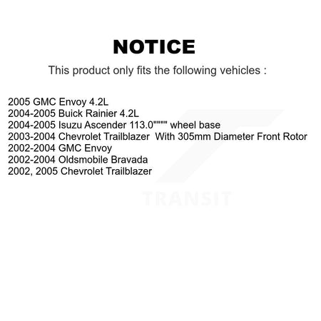 Front Rear Coated Brake Rotor Ceramic Pad Kit For GMC Envoy Chevrolet Trailblazer Bravada KGT-100604
