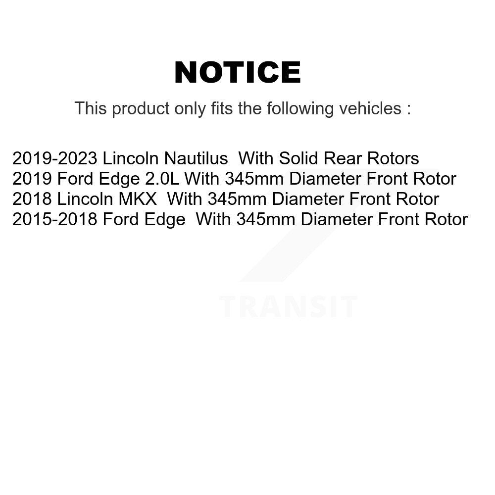 Front Rear Coated Disc Brake Rotor And Ceramic Pad Kit For Ford Edge Lincoln Nautilus MKX KGT-100737