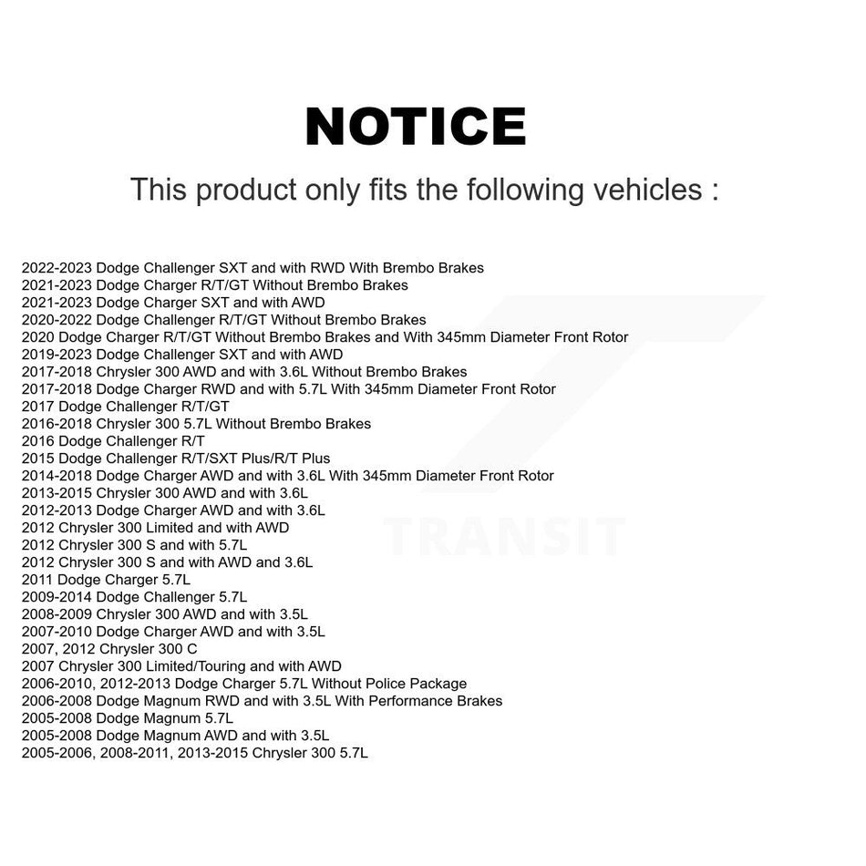 Front Rear Coated Brake Rotor & Ceramic Pad Kit For Dodge Charger Chrysler 300 Challenger KGT-100764