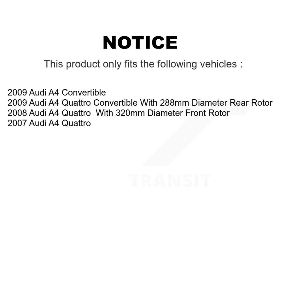Front Rear Coated Disc Brake Rotors And Ceramic Pads Kit For Audi A4 Quattro KGT-100878
