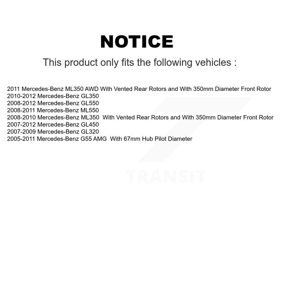 Front Rear Coat Brake Rotor Ceramic Pad Kit For Mercedes-Benz ML350 GL350 GL320 GL450 G55 KGT-100998