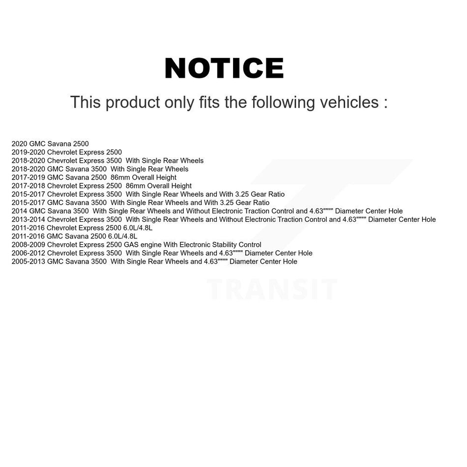 Rear Coated Disc Brake Rotor & Ceramic Pad Kit For GMC Chevrolet Savana 3500 2500 Express KGT-101305