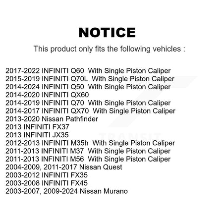 Rear Coat Brake Rotor Ceramic Pad Kit For Nissan Murano INFINITI Pathfinder QX60 Q50 FX35 KGT-101481