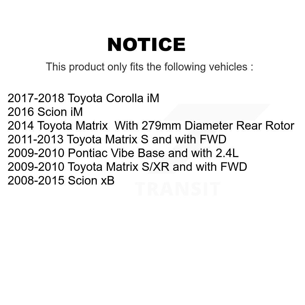 Rear Coat Brake Rotors Ceramic Pad Kit For Toyota Matrix Pontiac Vibe Corolla iM Scion xB KGT-101580