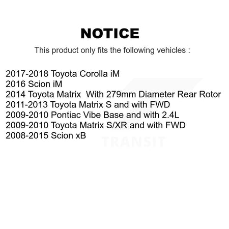 Rear Coat Brake Rotors Ceramic Pad Kit For Toyota Matrix Pontiac Vibe Corolla iM Scion xB KGT-101580