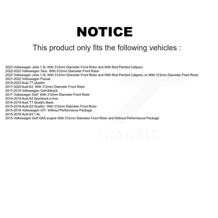 Front Coat Brake Rotor Ceramic Pad Kit For Volkswagen Golf Taos SportWagen Audi GTI A3 TT KGT-102014