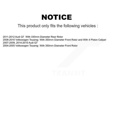 Front Rear Coated Disc Brake Rotor & Ceramic Pad Kit (6Pc) For Audi Q7 Volkswagen Touareg KGT-102024