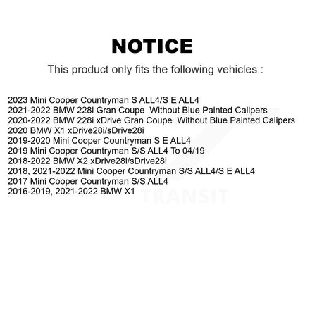 Front Coated Brake Rotor Ceramic Pad Kit For BMW X1 Mini Cooper Countryman X2 228i xDrive KGT-102035