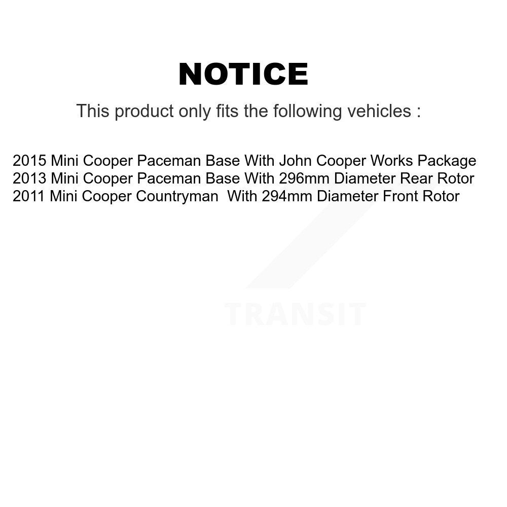 Front Rear Coated Disc Brake Rotor And Ceramic Pad Kit For Mini Cooper Countryman Paceman KGT-102477