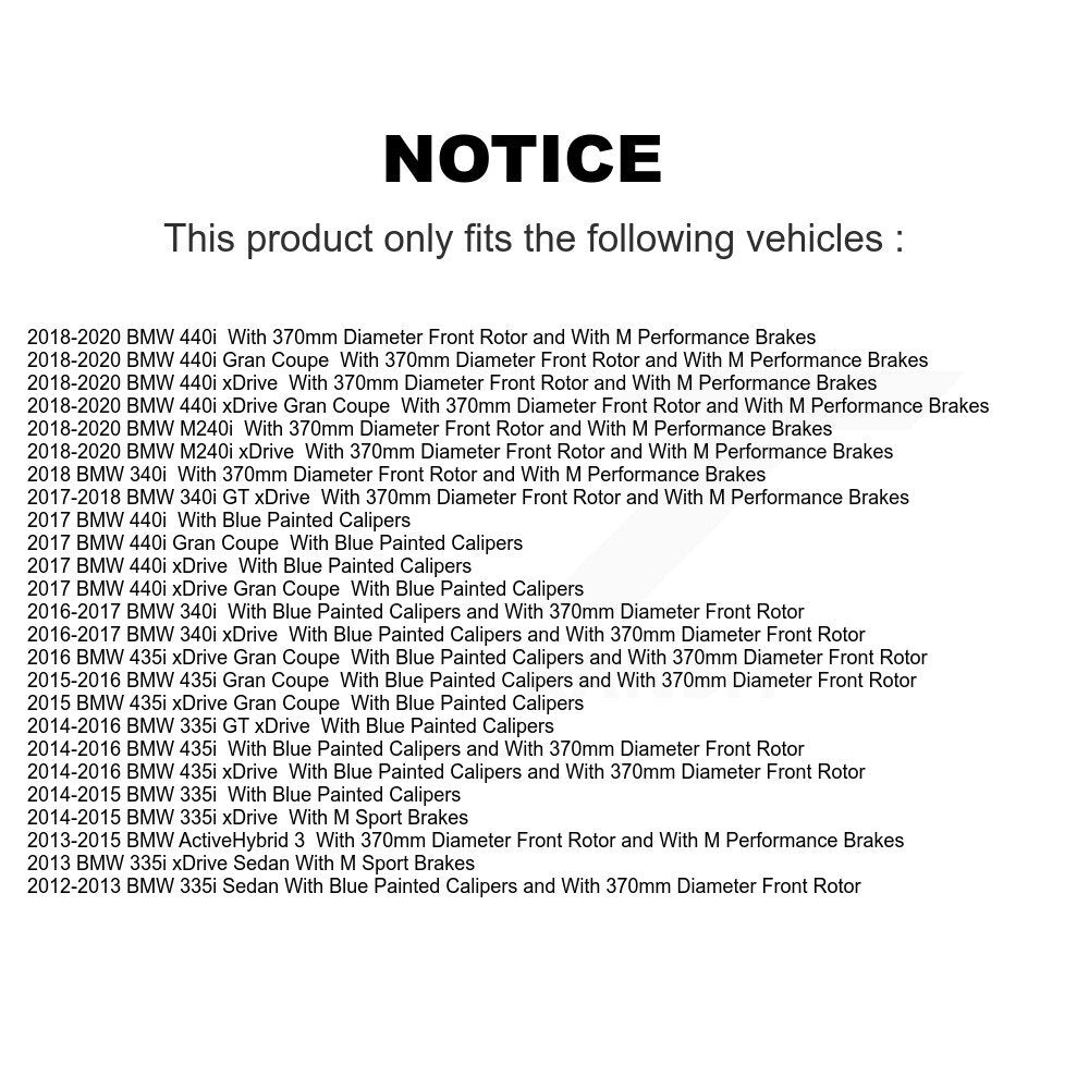 Front Coat Brake Rotor Ceramic Pad Kit For BMW 335i xDrive 340i 435i 440i Gran Coupe GT 3 KGT-102723