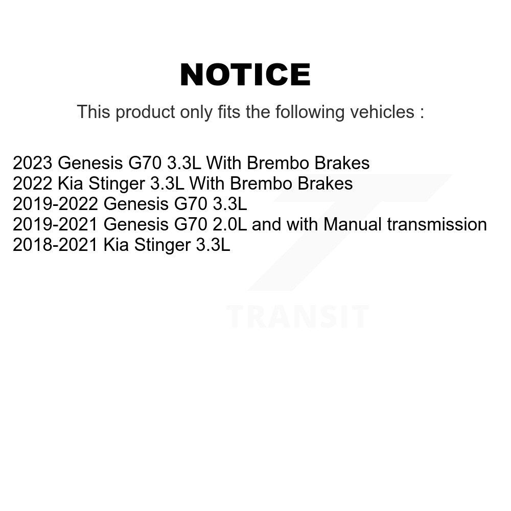 Front Coated Disc Brake Rotors And Ceramic Pads Kit For Genesis G70 Kia Stinger KGT-103498