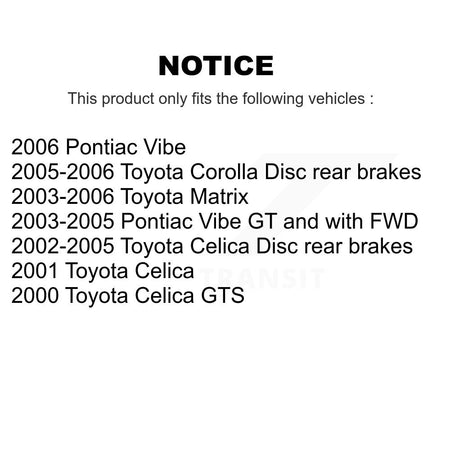 Rear Disc Coated Rotors Ceramic Pads Parking Shoes Hardware Kit For Toyota Corolla Matrix KGT-104184
