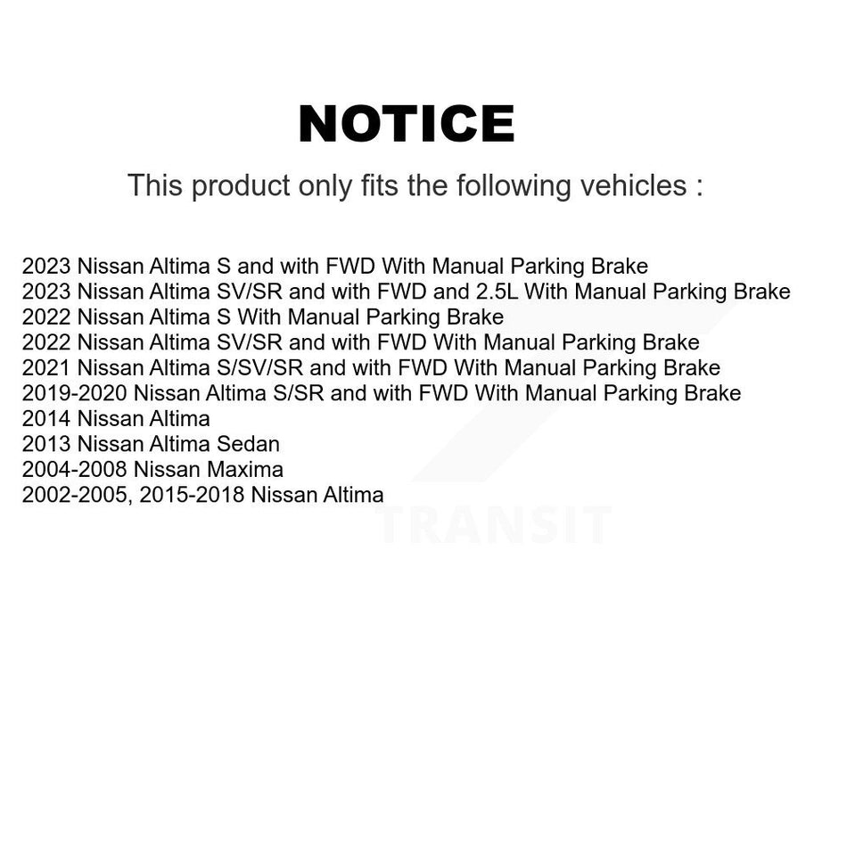 Rear Disc Coated Rotors Ceramic Pads Parking Shoes Hardware Kit For Nissan Altima Maxima KGT-104195