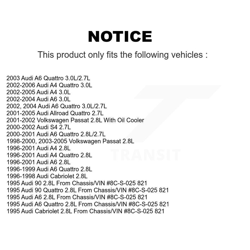 Engine Oil Filter (8 Pack) For Audi A4 Quattro Volkswagen Passat A6 Allroad S4 Cabriolet KLO-100240