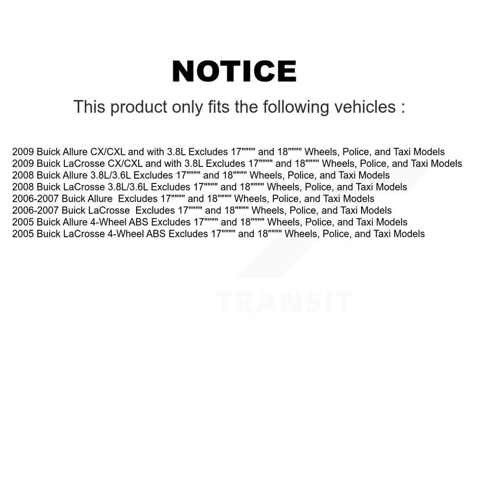 Front Disc Rotors Brake Pads Hub Bearings Control Arms Tie Rod Shock Assembly Suspension Link Kit (15Pc) For Buick LaCrosse Allure Excludes 17" 18" Wheels Police Taxi Models KM-100014