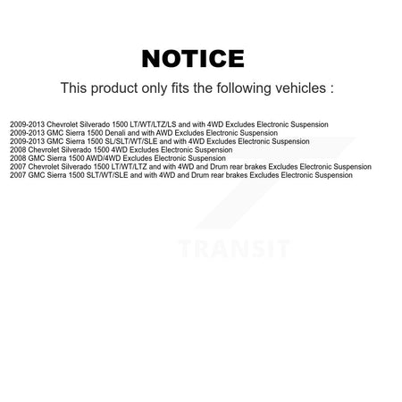 Front Disc Rotor Brake Pad Bearing Arm Suspension Kit (15Pc) For GMC Sierra 1500 Chevrolet KM-100062